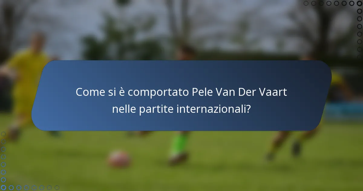 Come si è comportato Pele Van Der Vaart nelle partite internazionali?