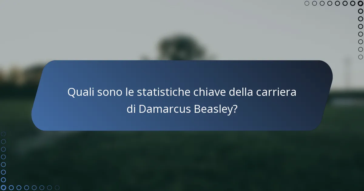 Quali sono le statistiche chiave della carriera di Damarcus Beasley?